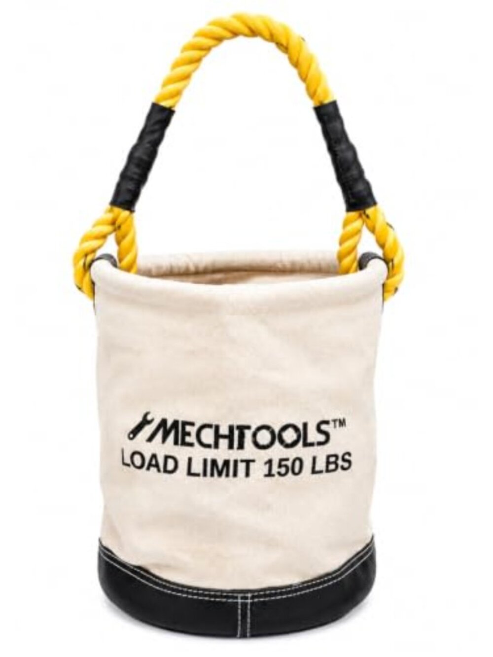 Heavy Duty Canvas Bucket Tool Bag Rope Handle Synthetic Leather Base 150lb